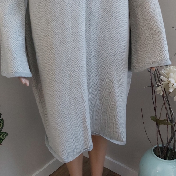 Ralph Lauren chevron chunky knit sweater dress bell long sleeves XL gray midi - Picture 4 of 13